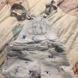 Kids acid washed short overalls